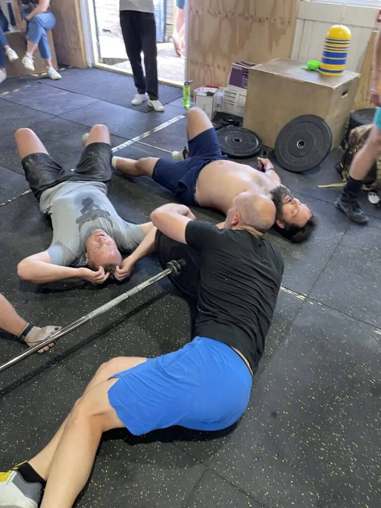 What the aftermath of a 21-15-9 WOD can look like